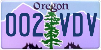 OR license plate 002VDV