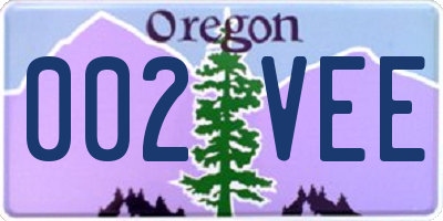 OR license plate 002VEE