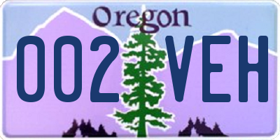 OR license plate 002VEH