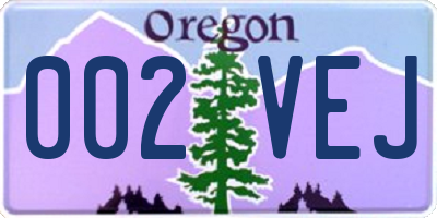 OR license plate 002VEJ