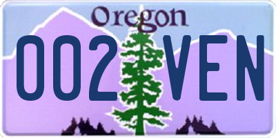 OR license plate 002VEN