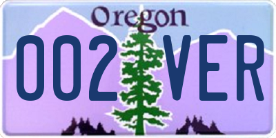 OR license plate 002VER