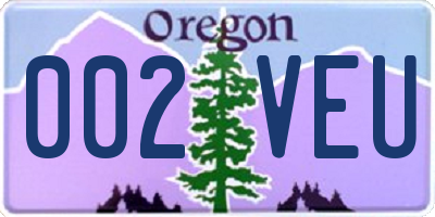 OR license plate 002VEU