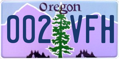 OR license plate 002VFH
