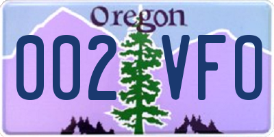 OR license plate 002VFO