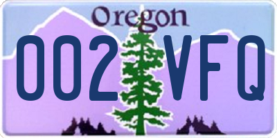 OR license plate 002VFQ