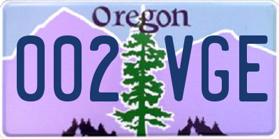 OR license plate 002VGE