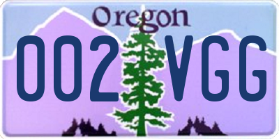 OR license plate 002VGG