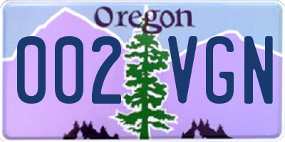 OR license plate 002VGN