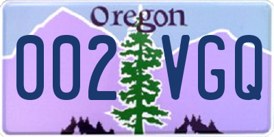 OR license plate 002VGQ