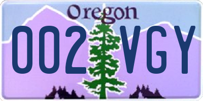 OR license plate 002VGY