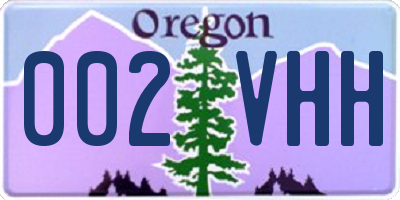 OR license plate 002VHH