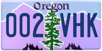OR license plate 002VHK