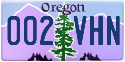 OR license plate 002VHN