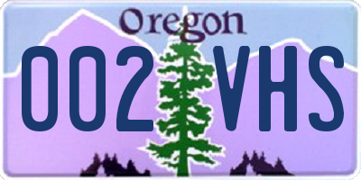 OR license plate 002VHS