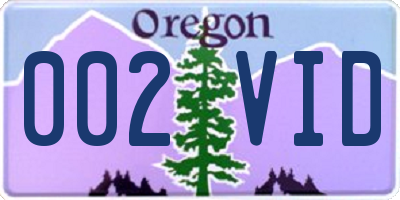 OR license plate 002VID