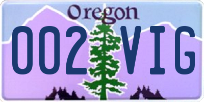 OR license plate 002VIG