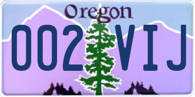 OR license plate 002VIJ