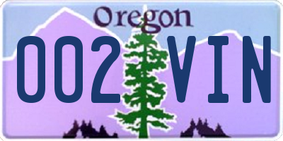 OR license plate 002VIN