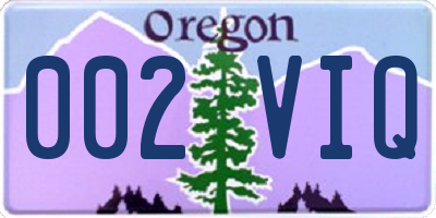 OR license plate 002VIQ