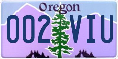 OR license plate 002VIU