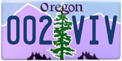 OR license plate 002VIV