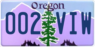 OR license plate 002VIW