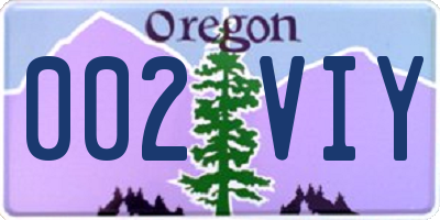 OR license plate 002VIY