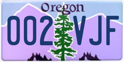 OR license plate 002VJF