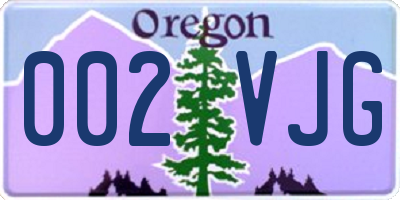 OR license plate 002VJG