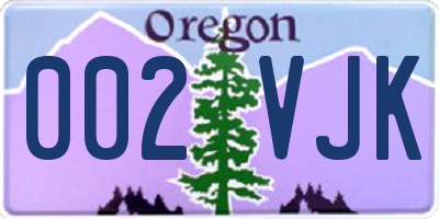 OR license plate 002VJK