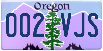 OR license plate 002VJS