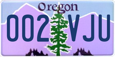 OR license plate 002VJU