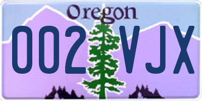 OR license plate 002VJX