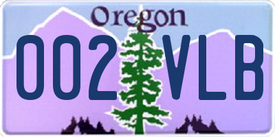 OR license plate 002VLB