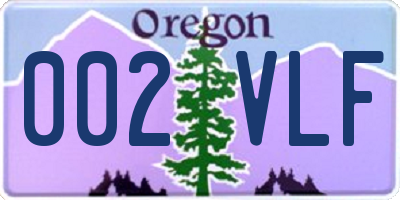 OR license plate 002VLF