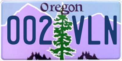 OR license plate 002VLN