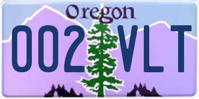 OR license plate 002VLT