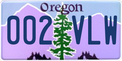 OR license plate 002VLW