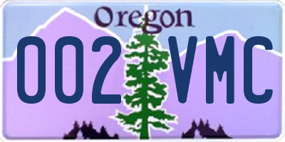 OR license plate 002VMC