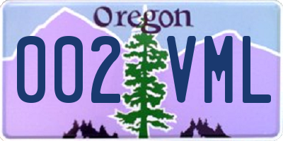 OR license plate 002VML