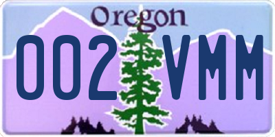 OR license plate 002VMM