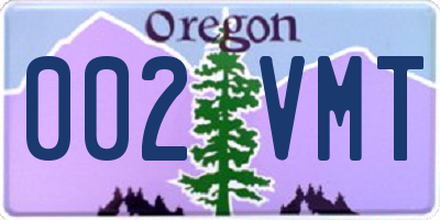 OR license plate 002VMT