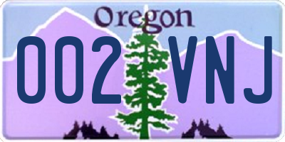 OR license plate 002VNJ