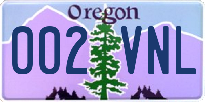OR license plate 002VNL