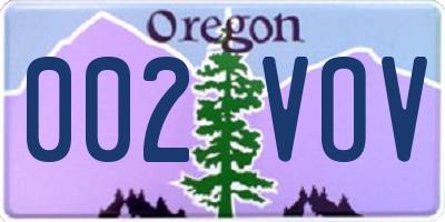 OR license plate 002VOV