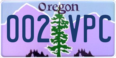 OR license plate 002VPC