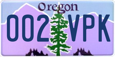 OR license plate 002VPK