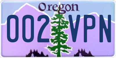 OR license plate 002VPN