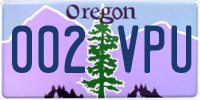 OR license plate 002VPU